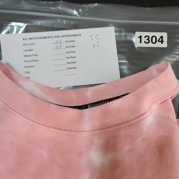 Brunette x Juicy Couture Womens Pink White Tie Dye Sweatshirt Crown Size XS/S - Picture 7 of 8